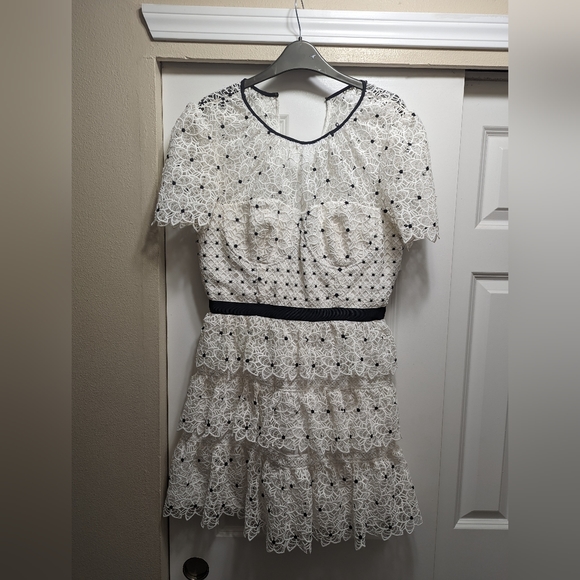 Self portrait Hibiscus Floral Guipure Mini Dress US 10 - Picture 6 of 11